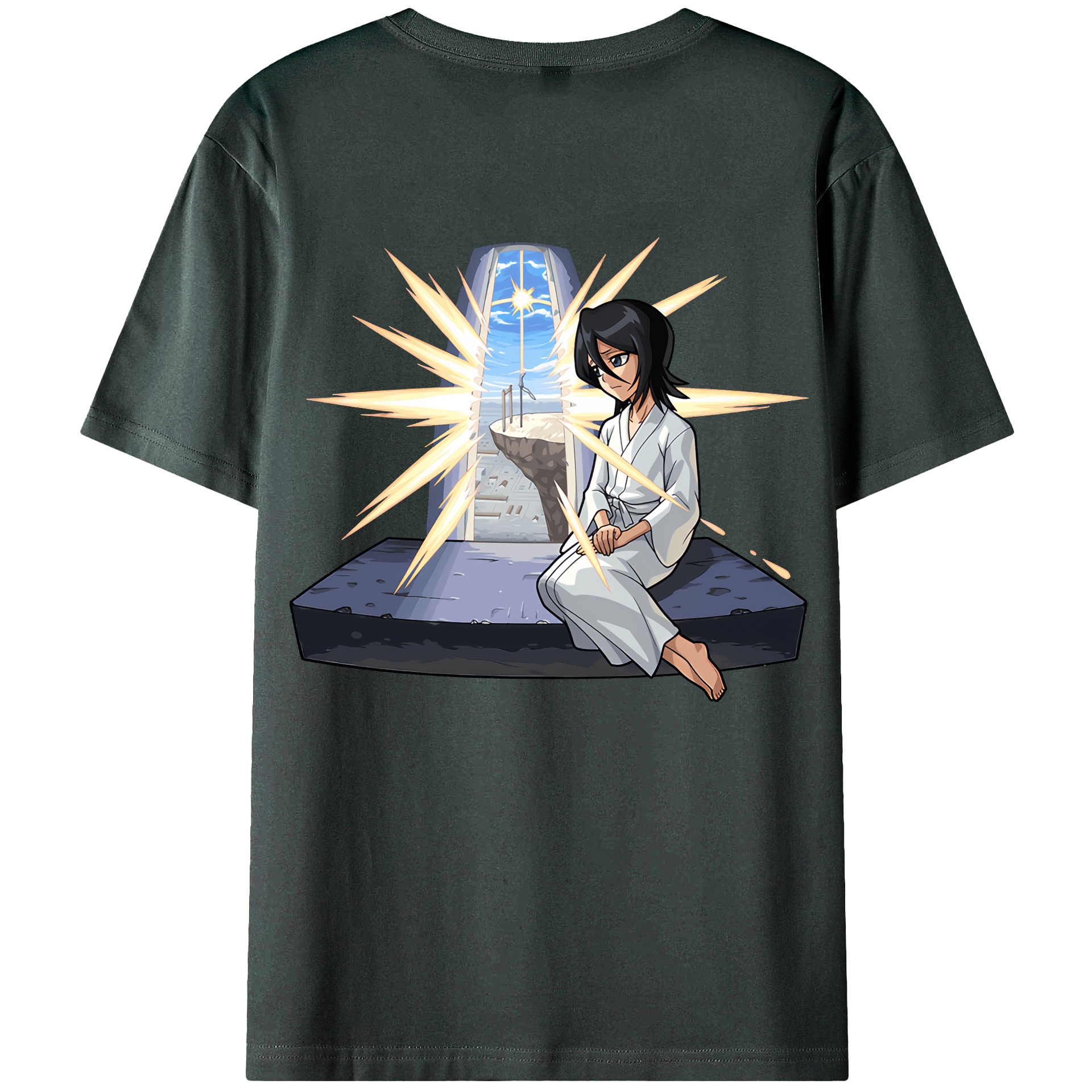 （画像用） ブリーチ 朽木ルキア BLEACH Kuchiki Rukia 綿100％ メンズ半袖Tシャツ（バックプリント） 通気性